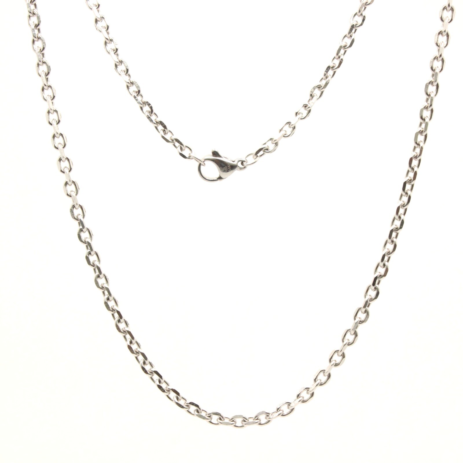 Stainless Steel Miniature Cable Link Chain Necklace 3mm Wide, Sizes 16-24 Inches