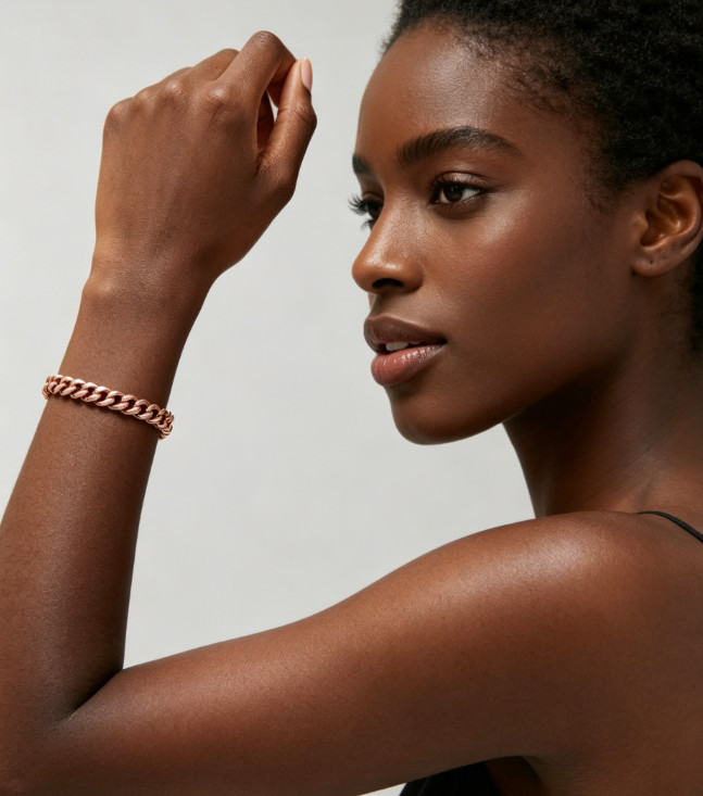 8.5in Pure Copper Bracelet Cuban Link Solid Chain Arthritis Relief Healing Energ