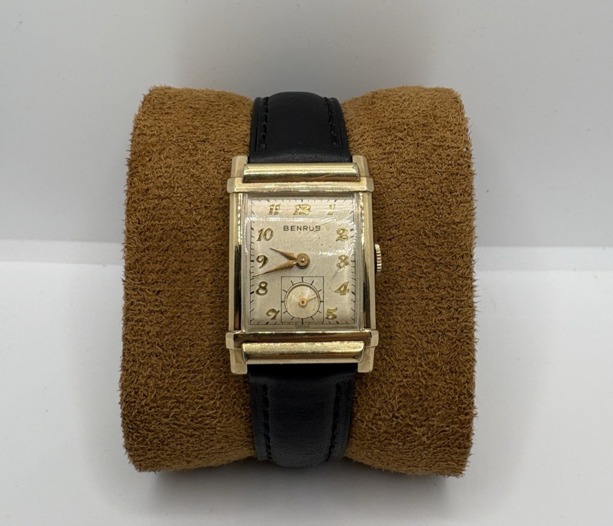 Vintage Benrus Tank 10k Gold Rectangular Men’s Dress Watch