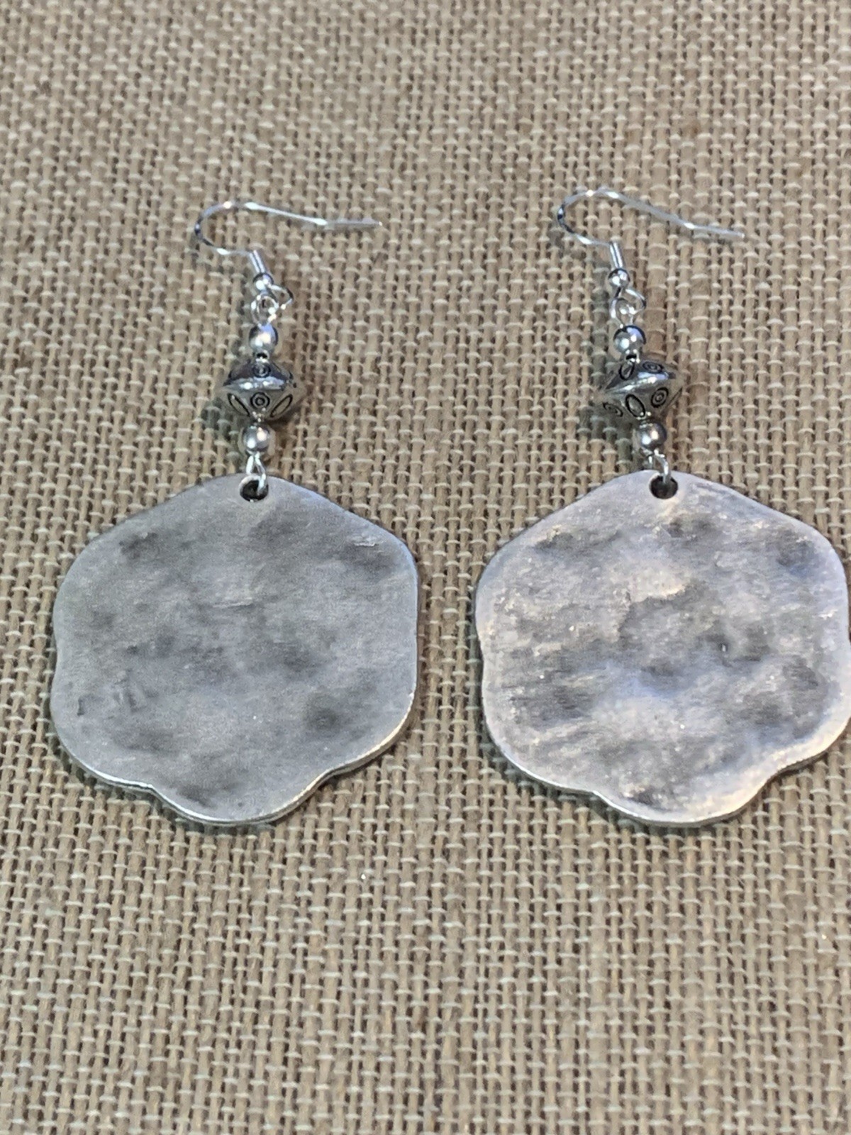 NEW ITEM *LG. HANDCRAFTED ENGRAVED SILVER HILL TRIBE EARRINGS .925 EAR WIRES#20