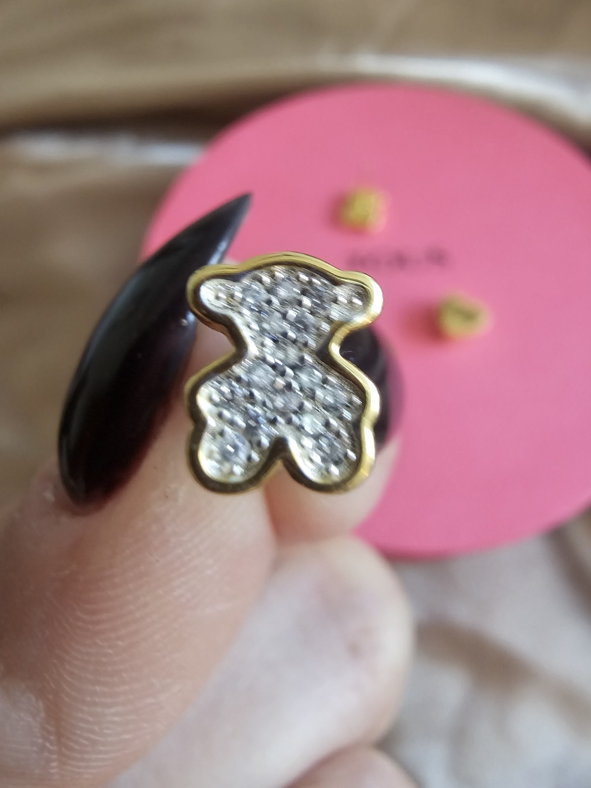 🧡💛💫Last One EARRINGS STUDS TOUS S925 VERMEIL RINESTONE BEAR