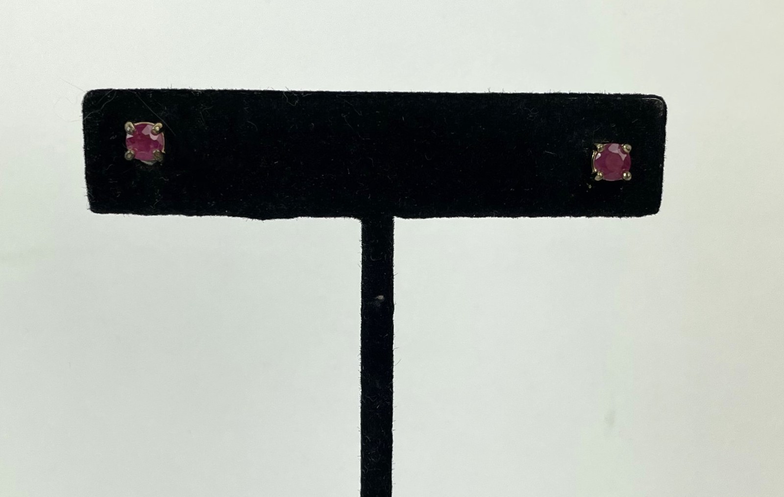 Ruby Red Stone Gold-Tone Dainty Minimalist Stud Earrings