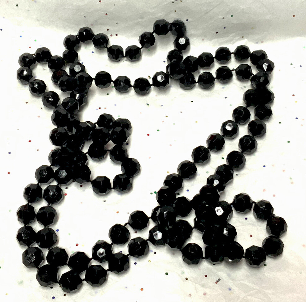 Vintage To Mod Black-White Plastic/Acrylic/Lucite/Crystal Bead Necklace {13~Lot}