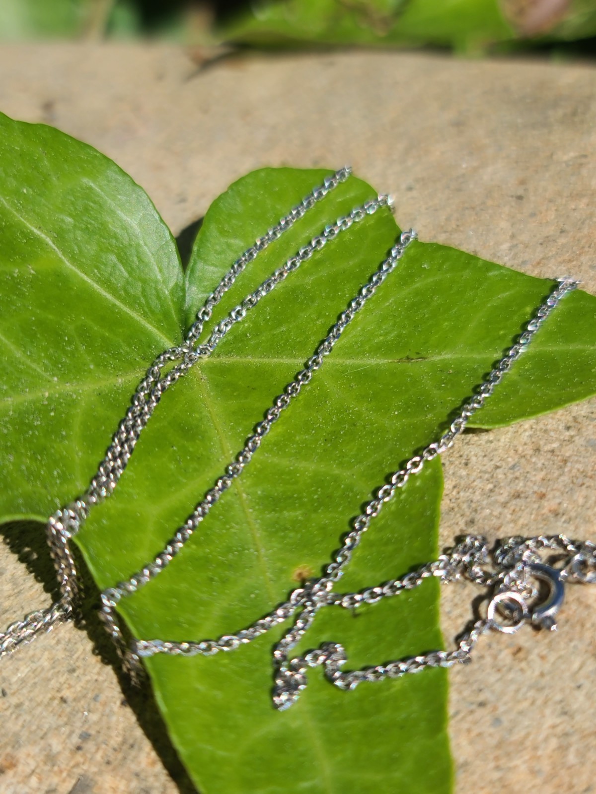 14k Solid White Gold Cable Chain Necklace 17.75″ Signed RCI 1mm Turkey 1.55grams