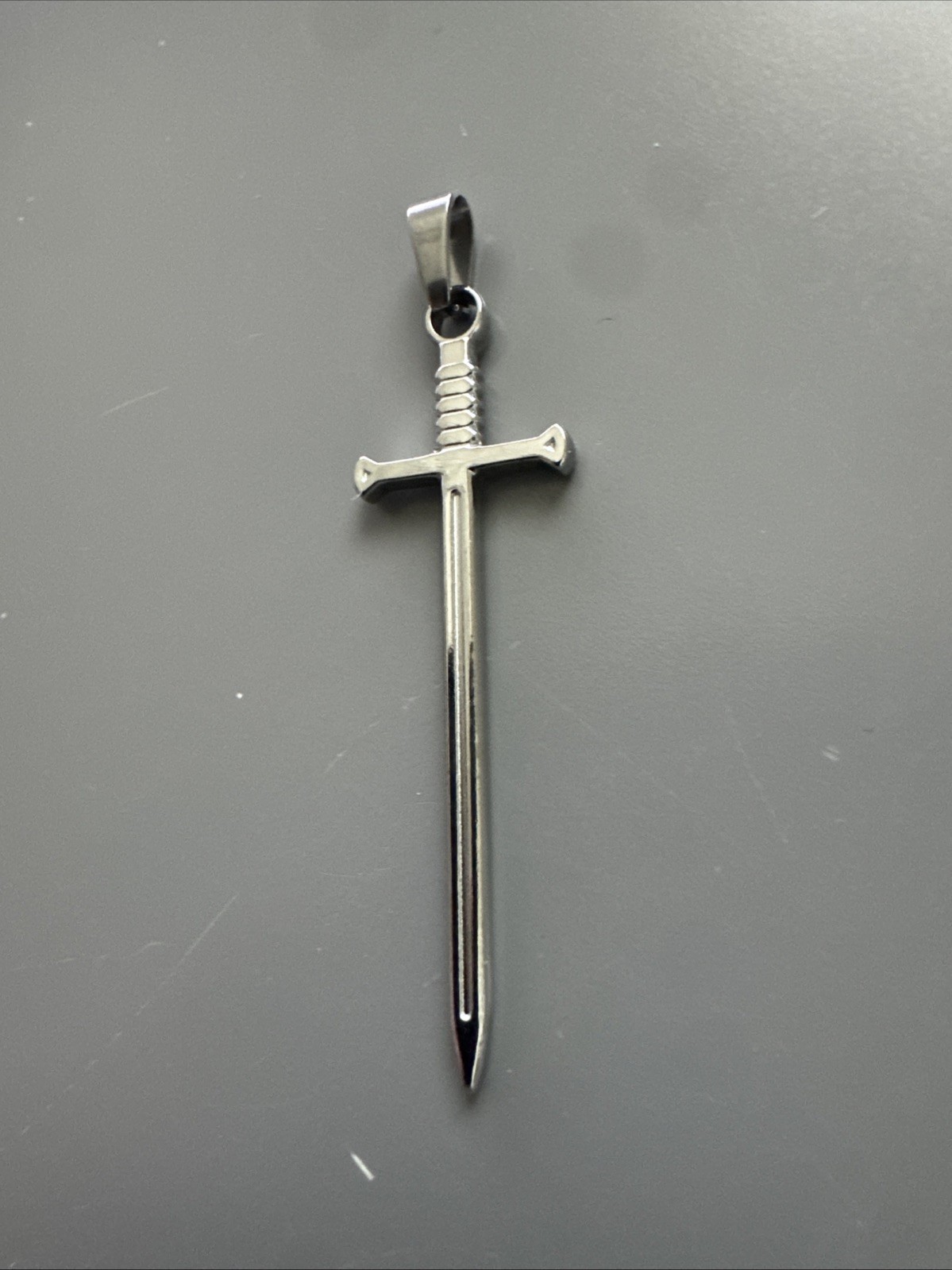 Silver Plated Sword Cross Pendant 20” Inch Necklace Chain Viking Gift Unisex