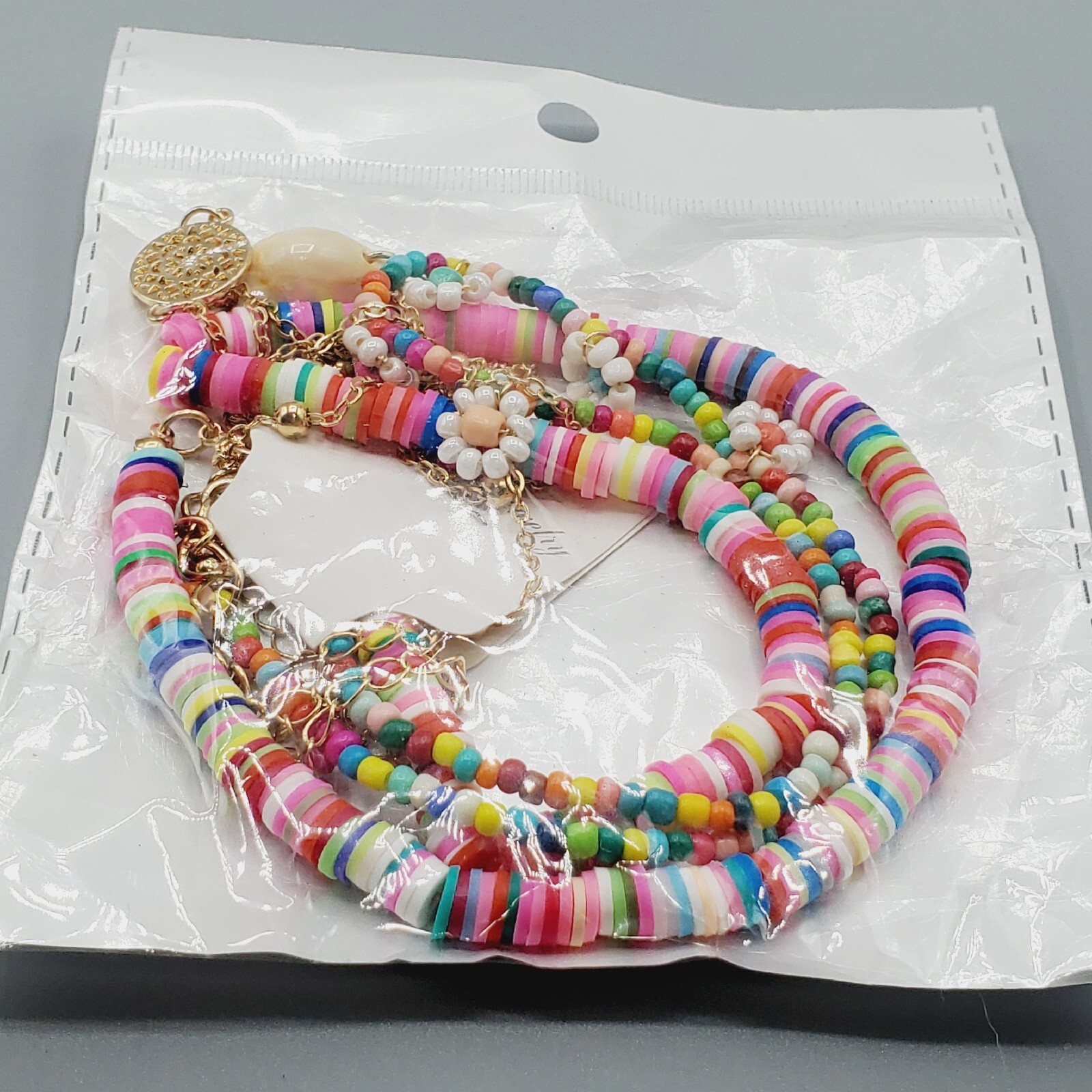 Bohemian Handmade Soft Clay Flowers Multilayer Necklace Fashion