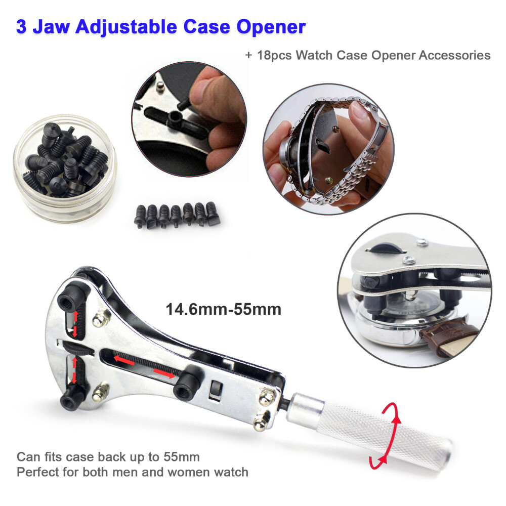 914pcs Watch Repair Tool Kit Spring Bar Tool Set Case Opener Watch Case Press US