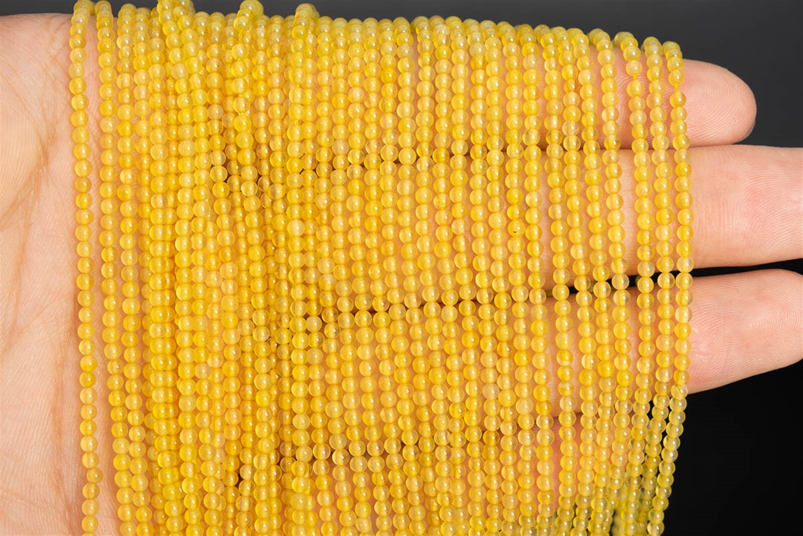 2MM Natural Yellow Agate Beads Grade AAA Round Gemstone Loose Beads 15.5″