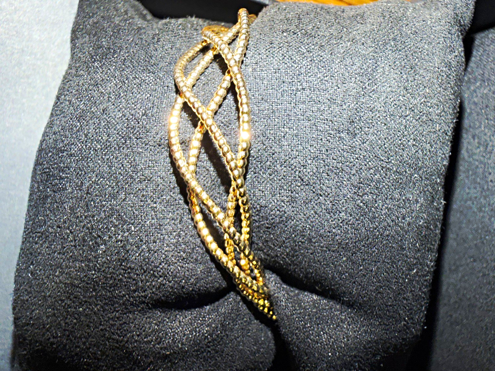 14-karat Gold Interlaced Braided Cuff Bracelet, Metal, Asymmetrical