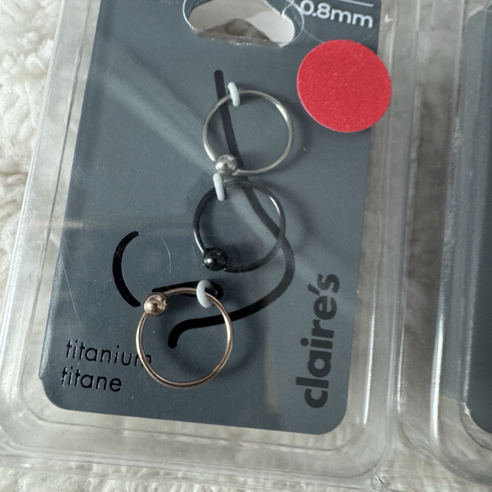 Three 20 Gauge Nose Rings by Claire’s NWT NIP 20G / 0.8mm Black Silver & Gold