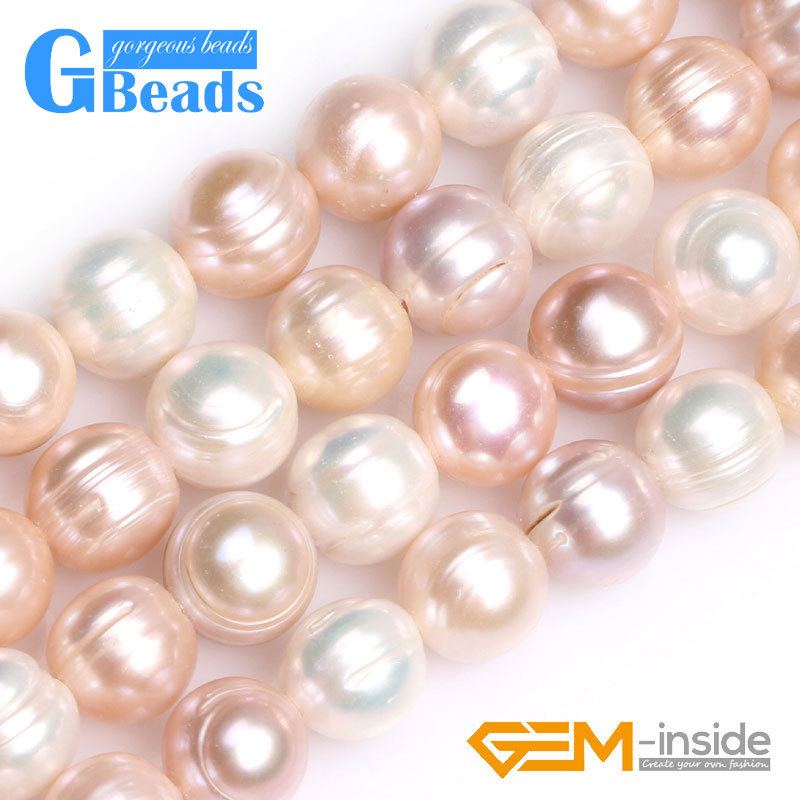 11-12mm Round Colourful Genuine Freshwater Pearl Gemstone Loose Beads Strand 15″