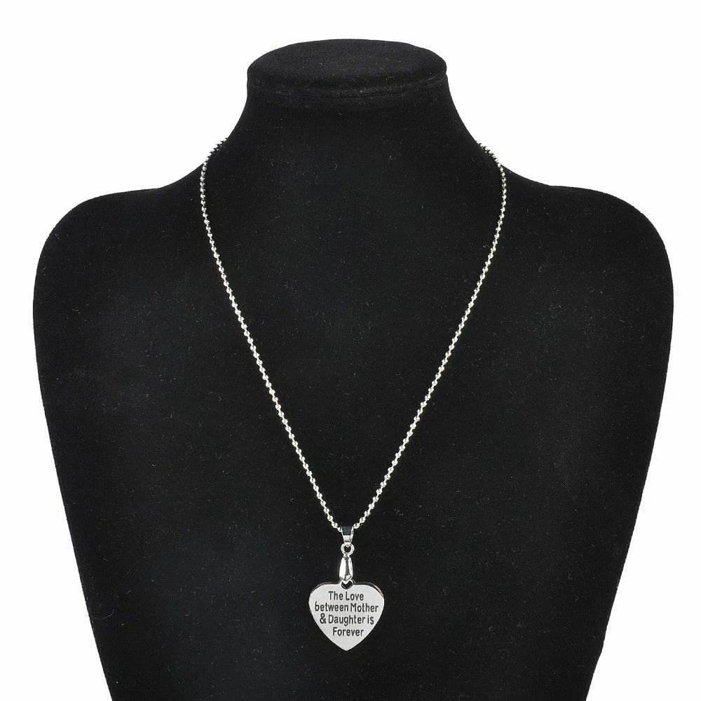 Engraved Heart Necklace: Personalized Stainless Steel Pendant with Free Chain