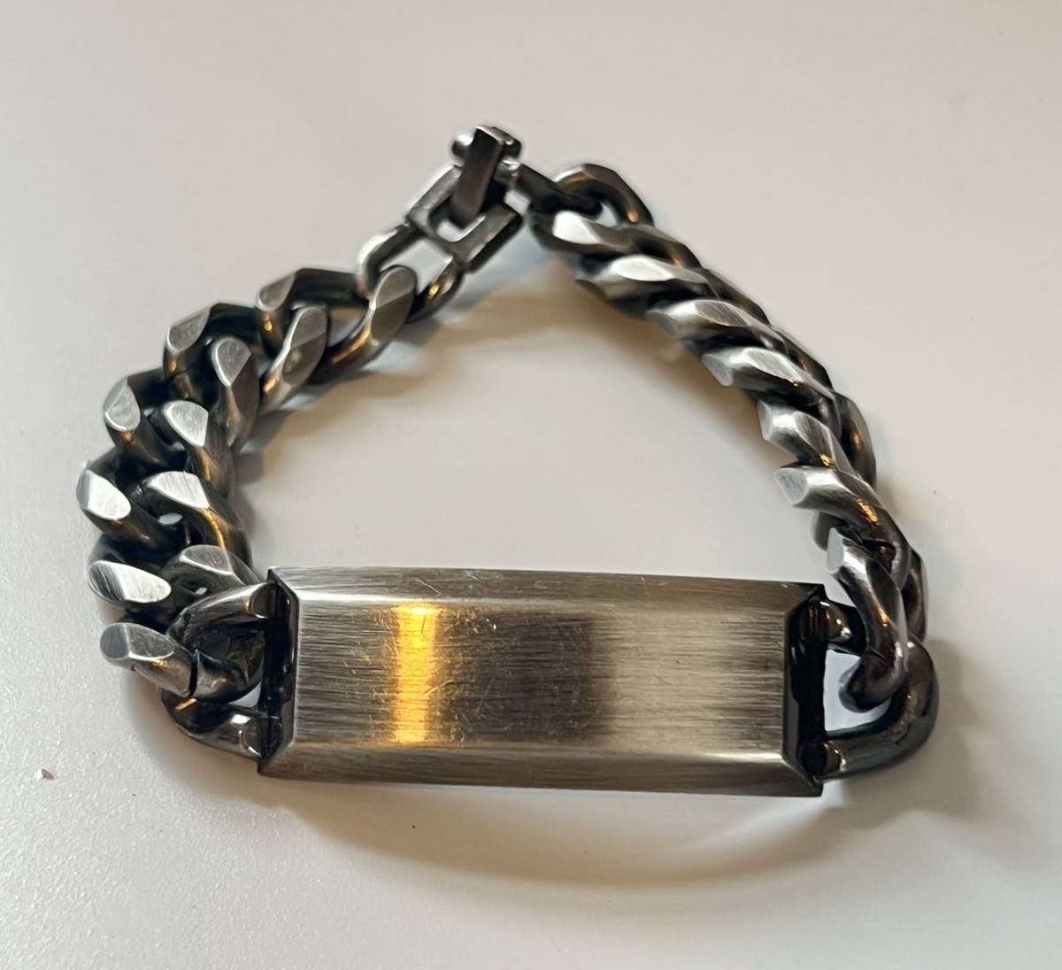 SPEIDEL ID Bracelet Dark Silver Tone 8.5” Link Bracelet Engrave-able