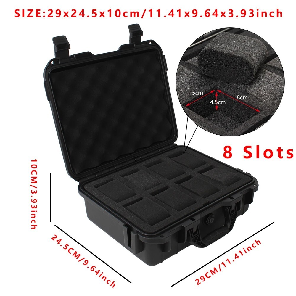 Heavy Duty ABS Plastic Waterproof 8 Watch Storage/Travel Box