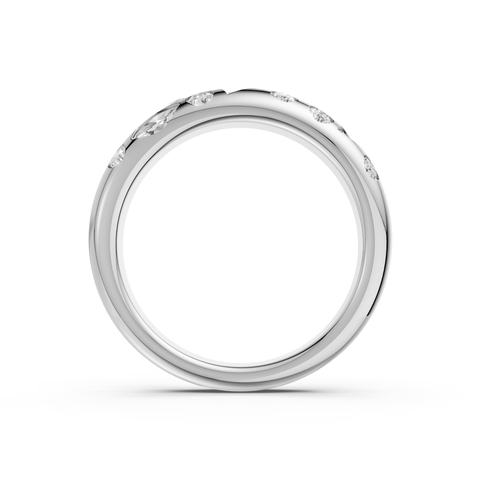 Multi Shape Lab Grown Diamond Flush Set Comfort Fit Gold Band In 14K Solid Gold