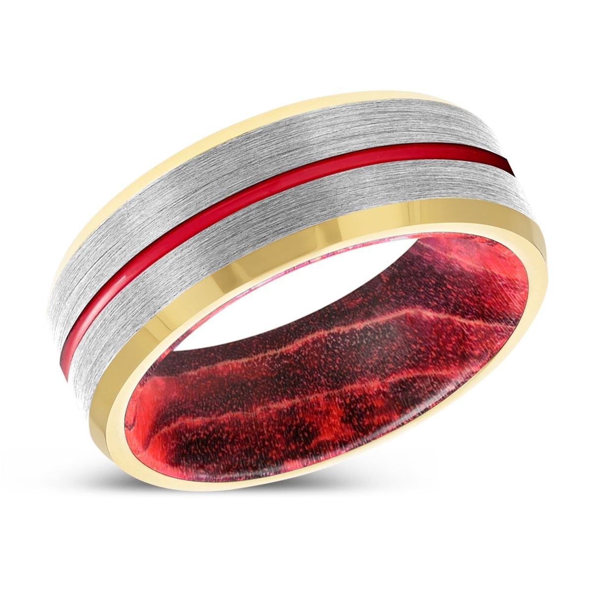 LUMBER | Tungsten Black Red Wood Inlay Ring 8mm