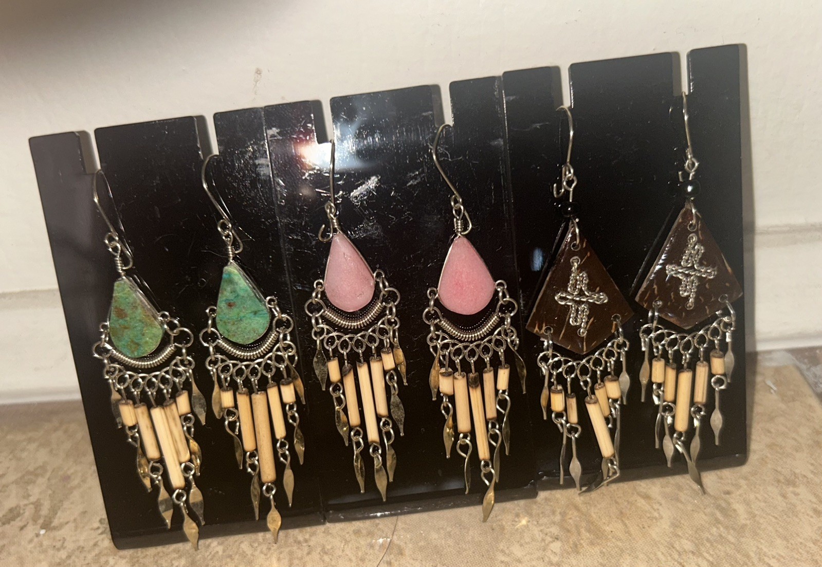 Set of 3 Alpaca Silver Gypsy Dangle Earrings