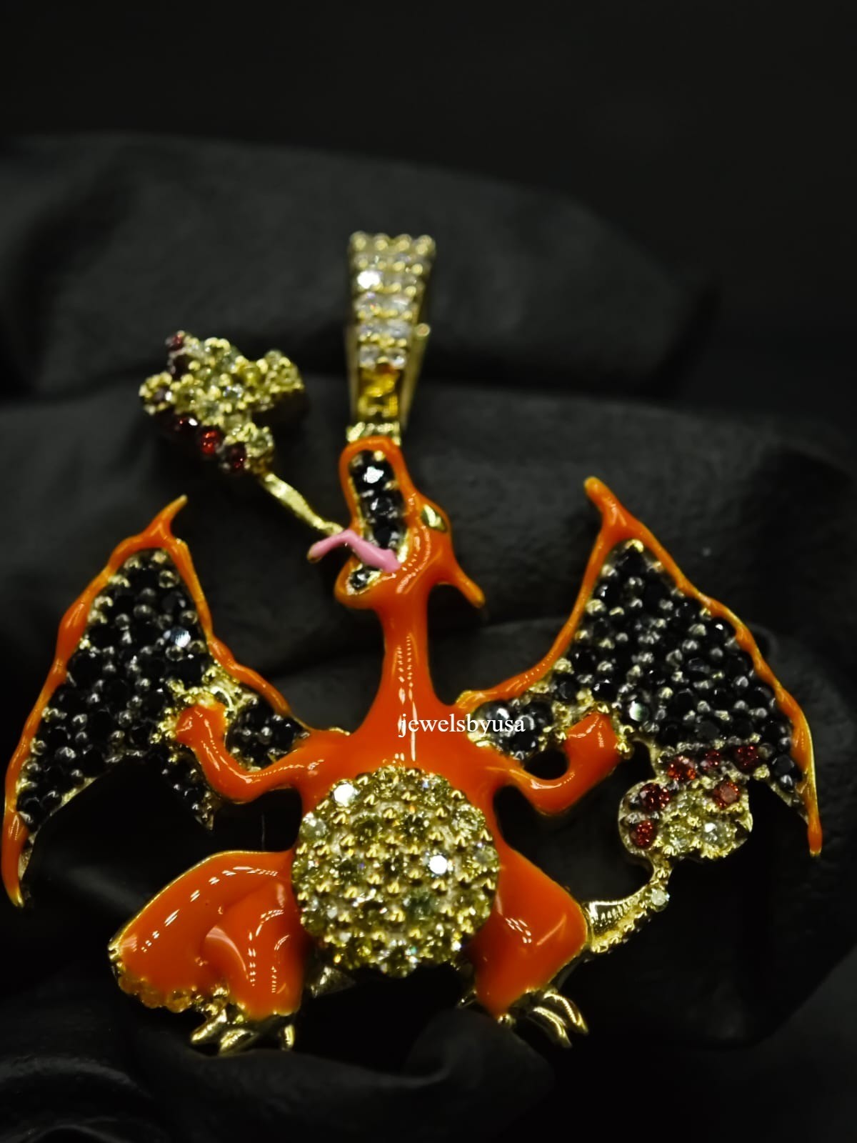 Men’s Custom 1Ct Bird Enamel Charm Pendant Multi Color Cubic Zirconia 925 Silver