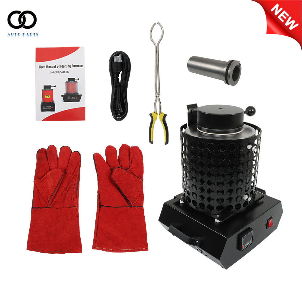 Upgraded Electric Gold Melting Furnace Forge kit 1400W Mesh 3KG Crucible 110V