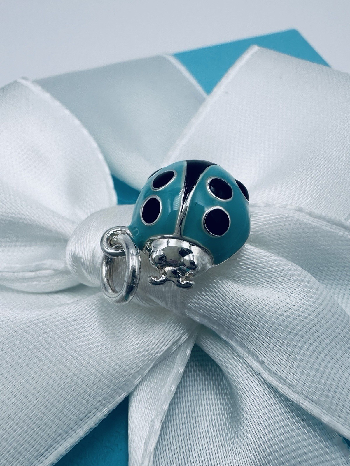 NEW Tiffany & Co. Ladybug Blue Enamel Charm in Silver with Packaging Retired