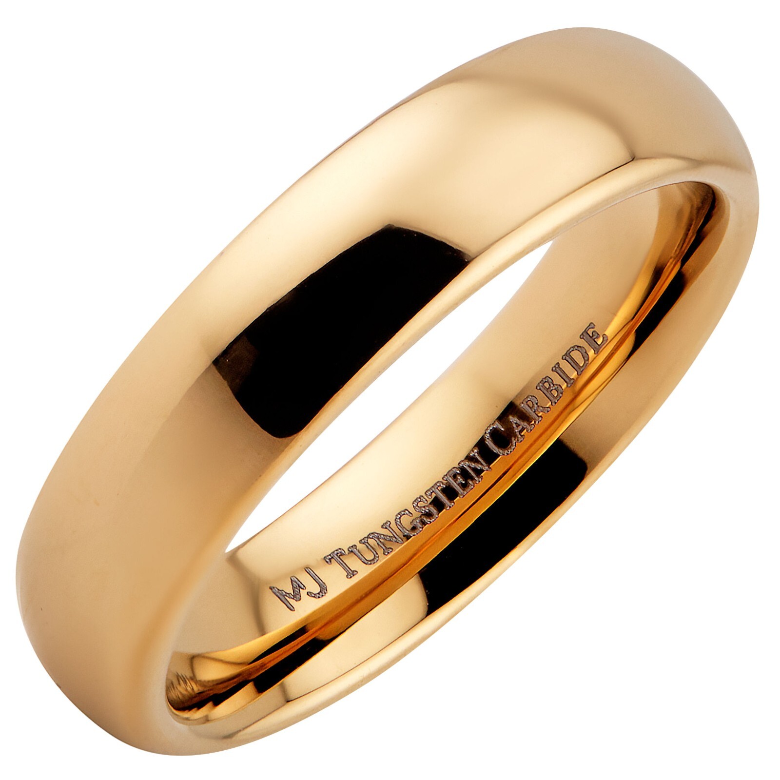 Custom Engraved Gold Plated Tungsten Carbide Classic Half Dome Wedding Band