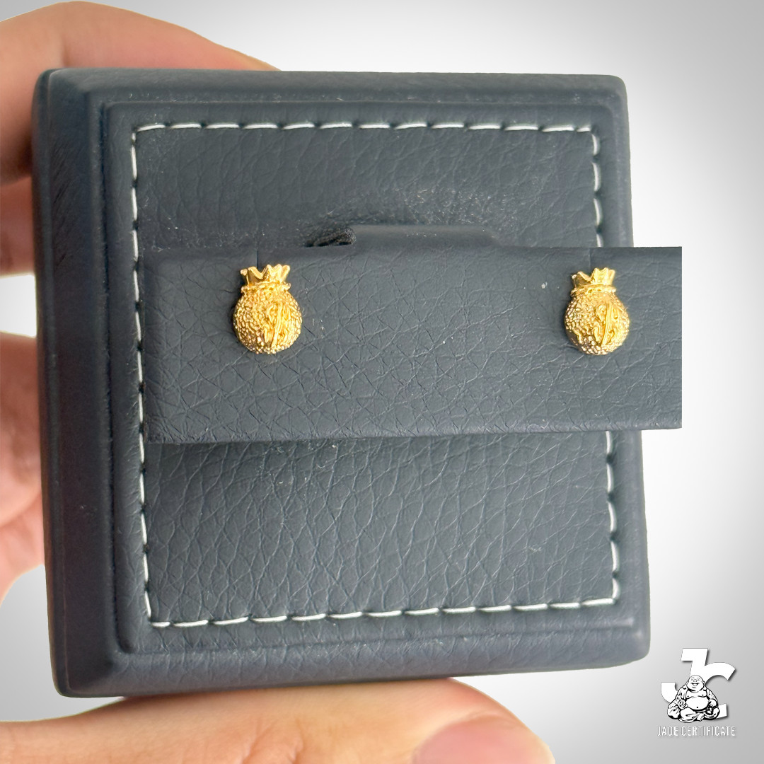 Solid 24k Plated Money Bag Earring For Men’s
