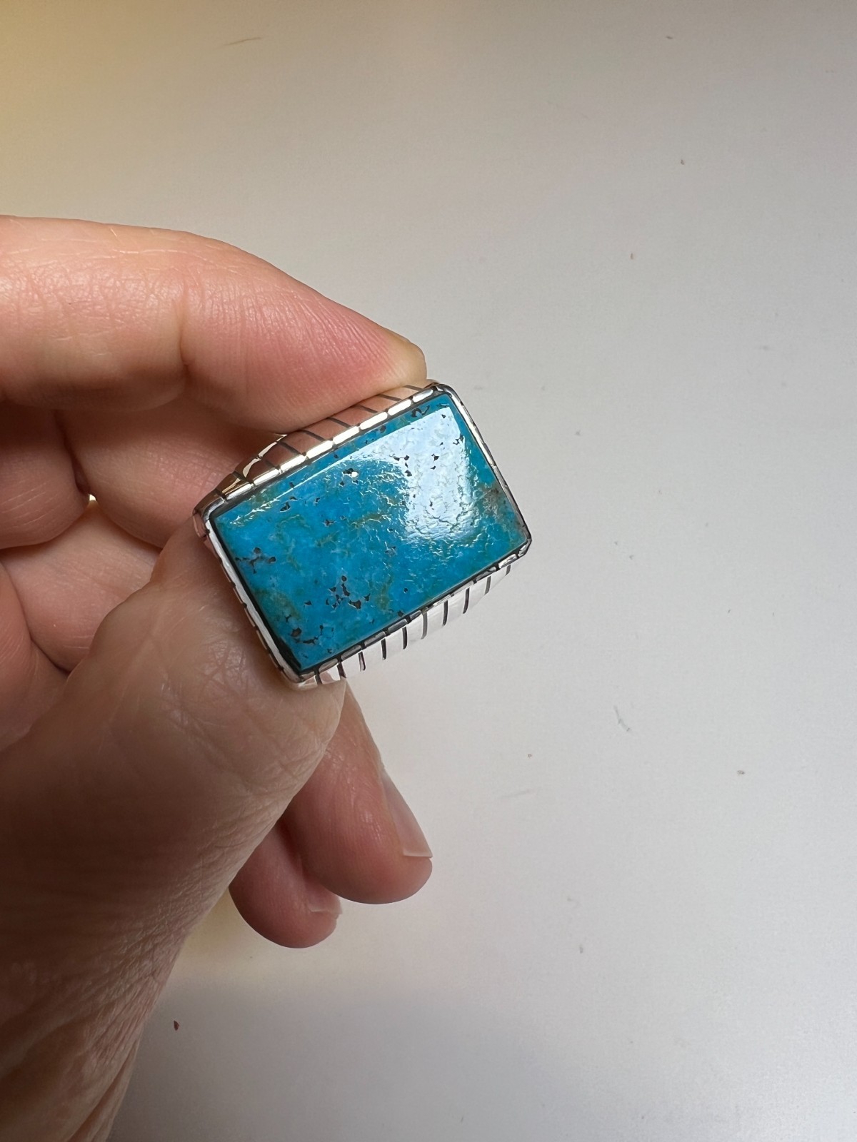 Mens Ring Sterling Silver Turquoise Navajo Trevor Jack Size 12.25 Southwestern