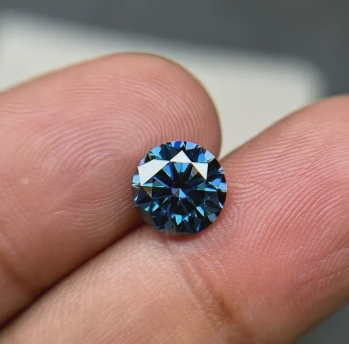 AAA+ 1 CT Round Cut, Fancy Blue Color Loose VVS1 Diamond 6.75 MM Gemstone +Gift