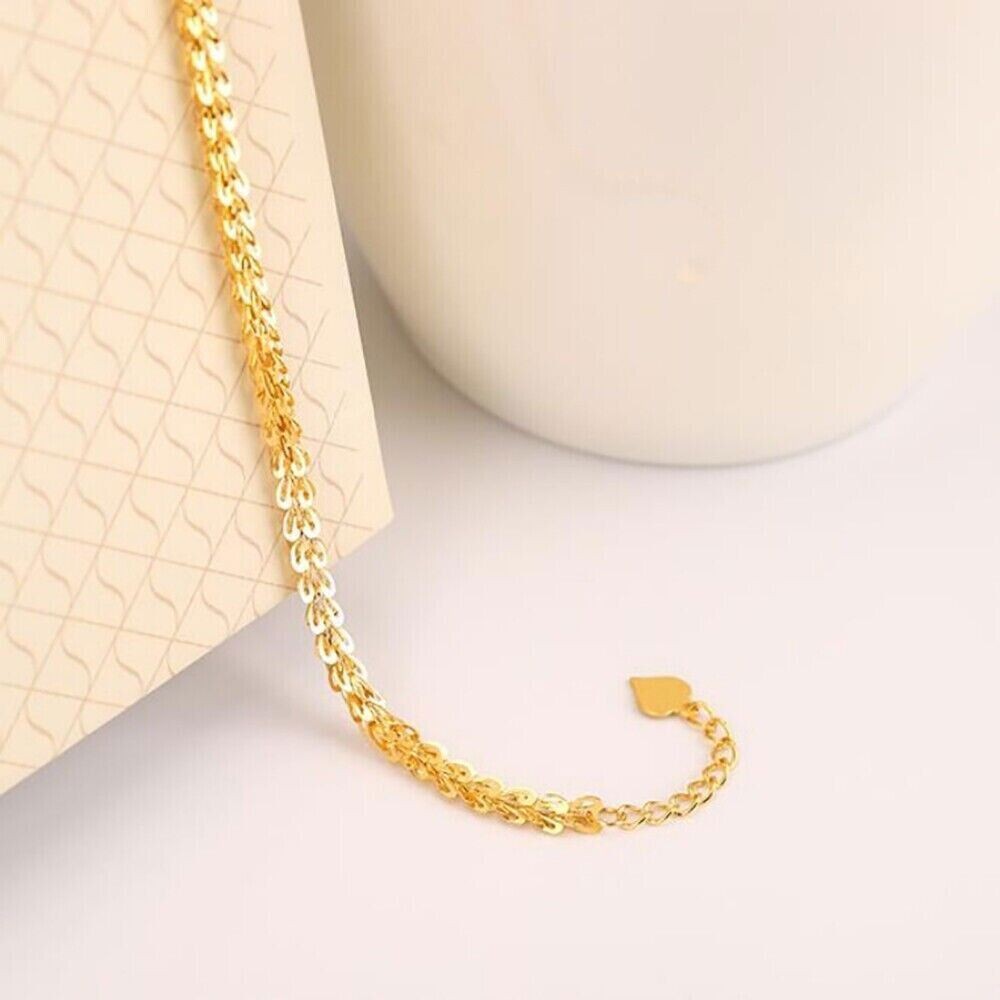 Solid 18K Gold Phoenix Tail Chain Bracelet Charm Fine Jewelry AU750