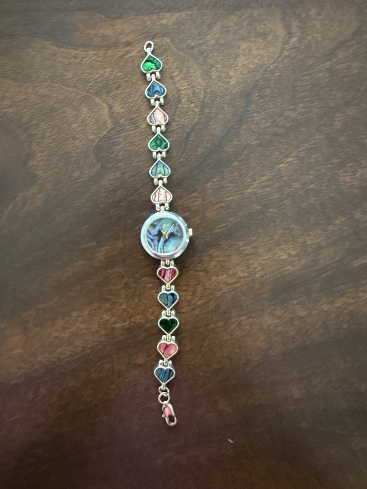 Repaired LA Express Abalone Women’s Heart Link Bracelet Wristwatch