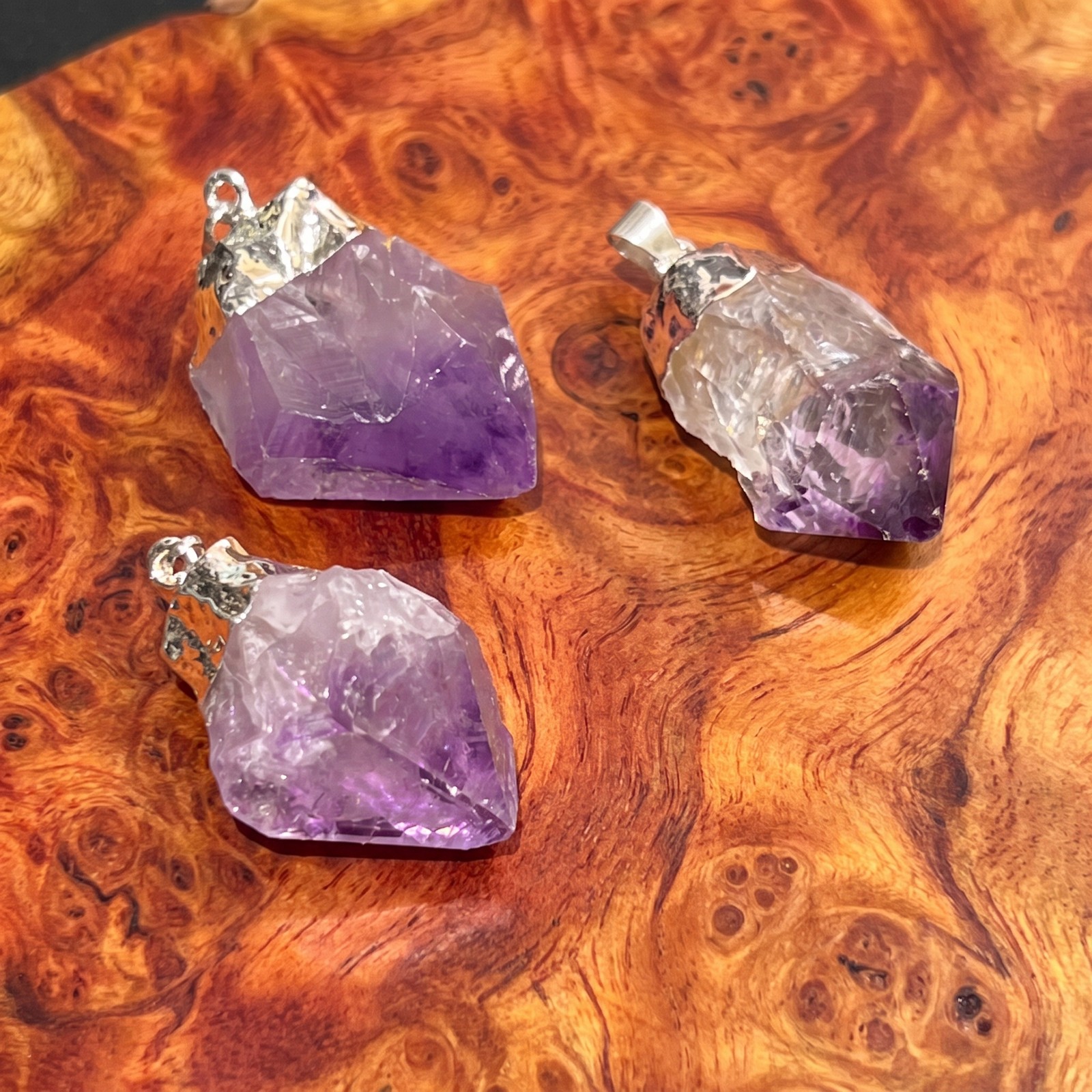 Amethyst Crystal Point Pendant (Silver Plated) Wholesale