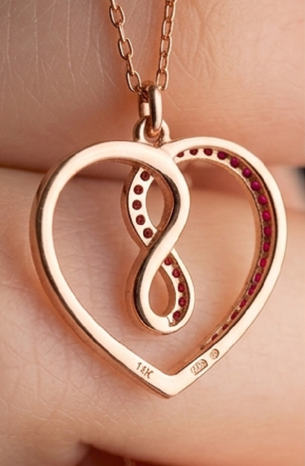 4ct Round Simulated Red Ruby Heart Pendant Necklace Women’s 14k Rose Gold Plated