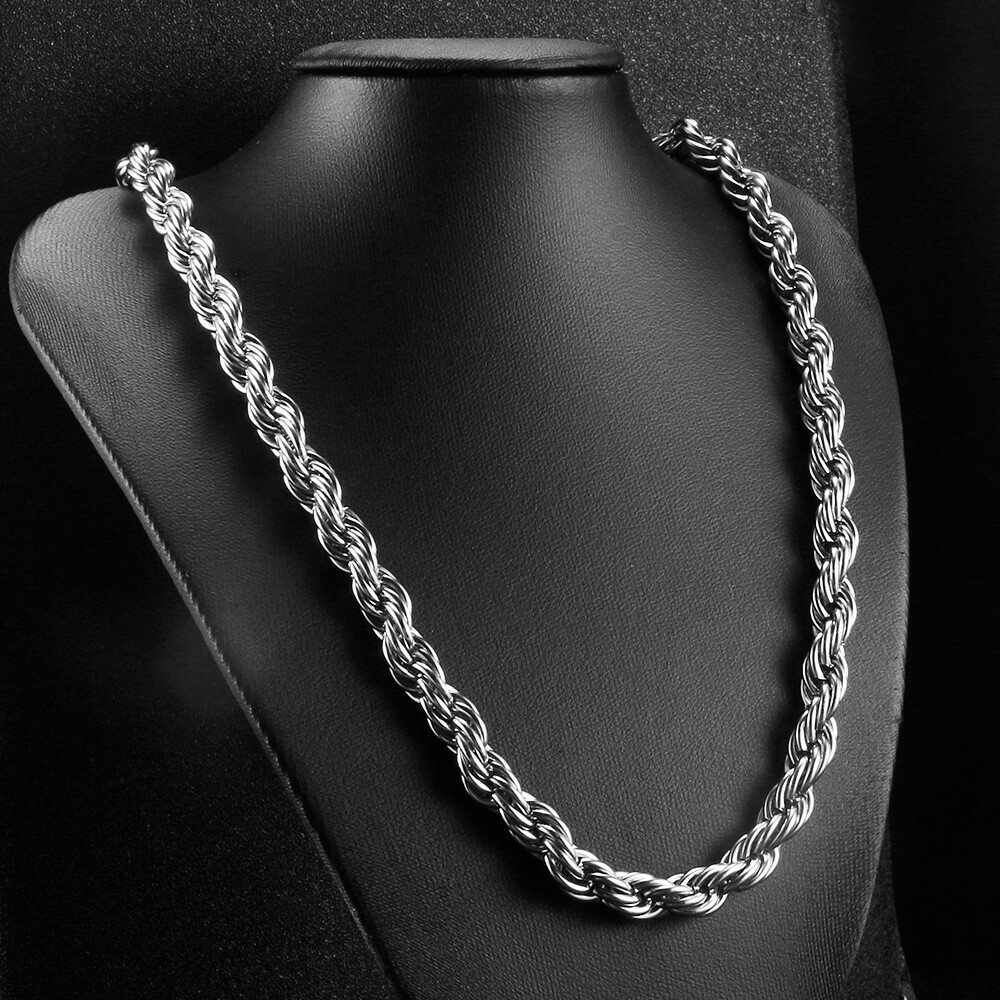 8/10mm Wide 316L Stainless Steel Women Men Rope Chains Necklaces 16”-47”