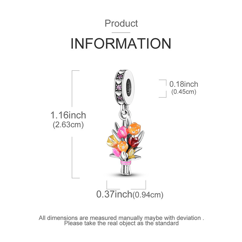 MULA European Silver Plated Charms AAA CZ Enamel Carnation For Women Bracelet
