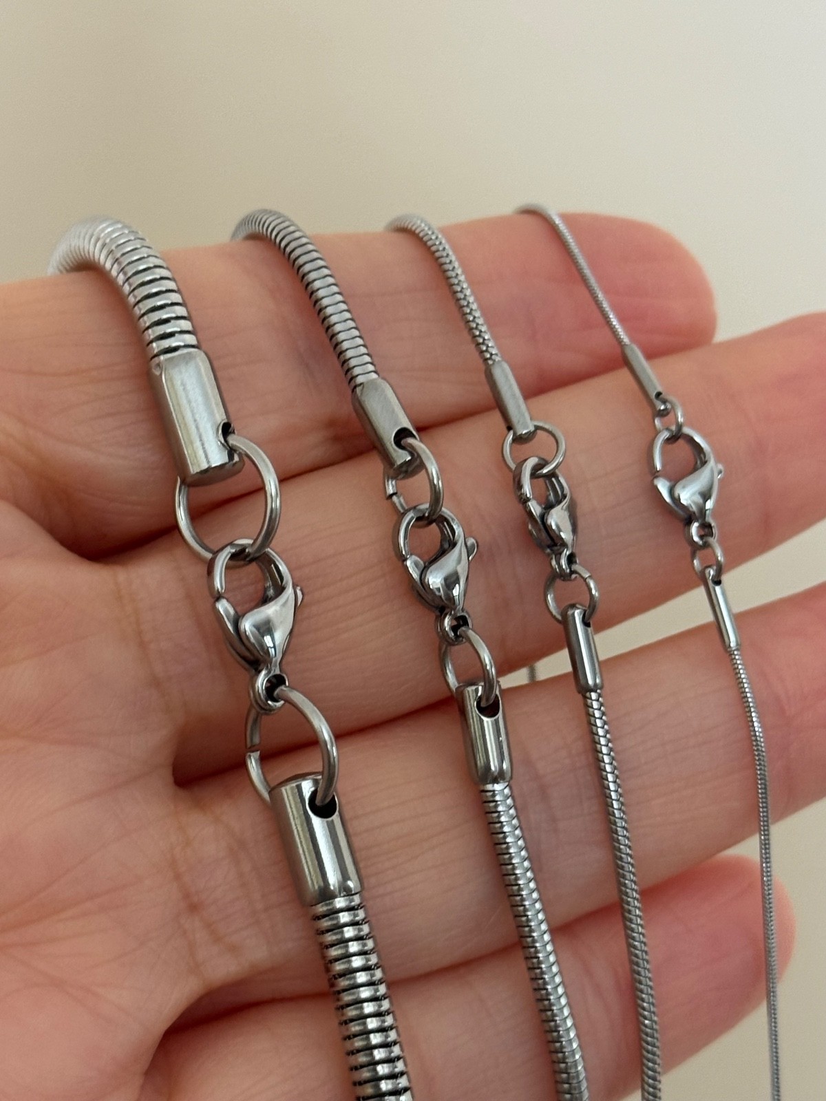 Stainless Steel Round Snake Chain Necklace