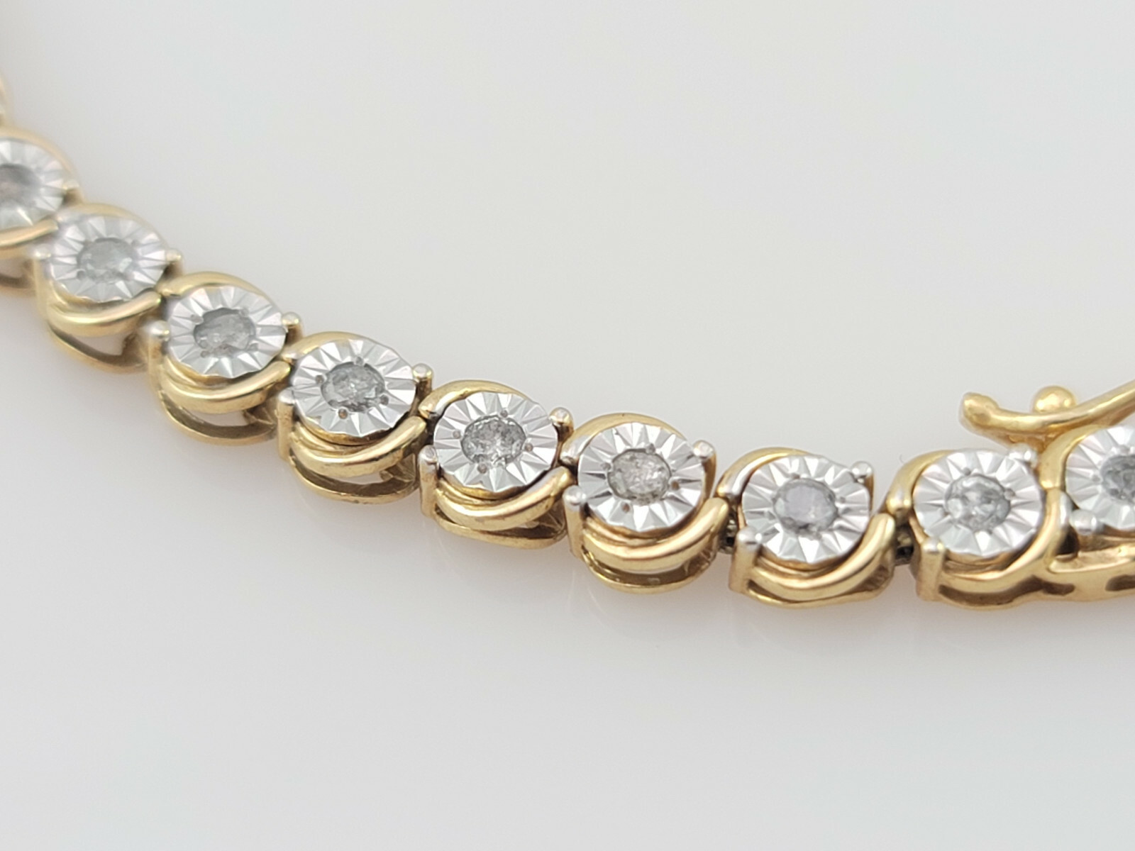 Signed “925 SK9″ 22K Gold Plated, Diamond Tennis Bracelet 7” 5mm, 9.6 grams