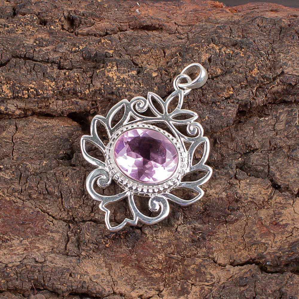 Pink Morganite Gemstone 925 Sterling Silver Pendant Handmade Jewelry Gift For