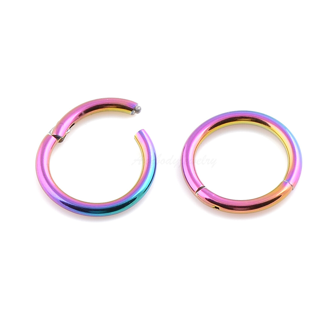 20G 18G 16G 14G Rainbow Color HINGED Segment Nose Ring Septum Clicker Daith Hoop