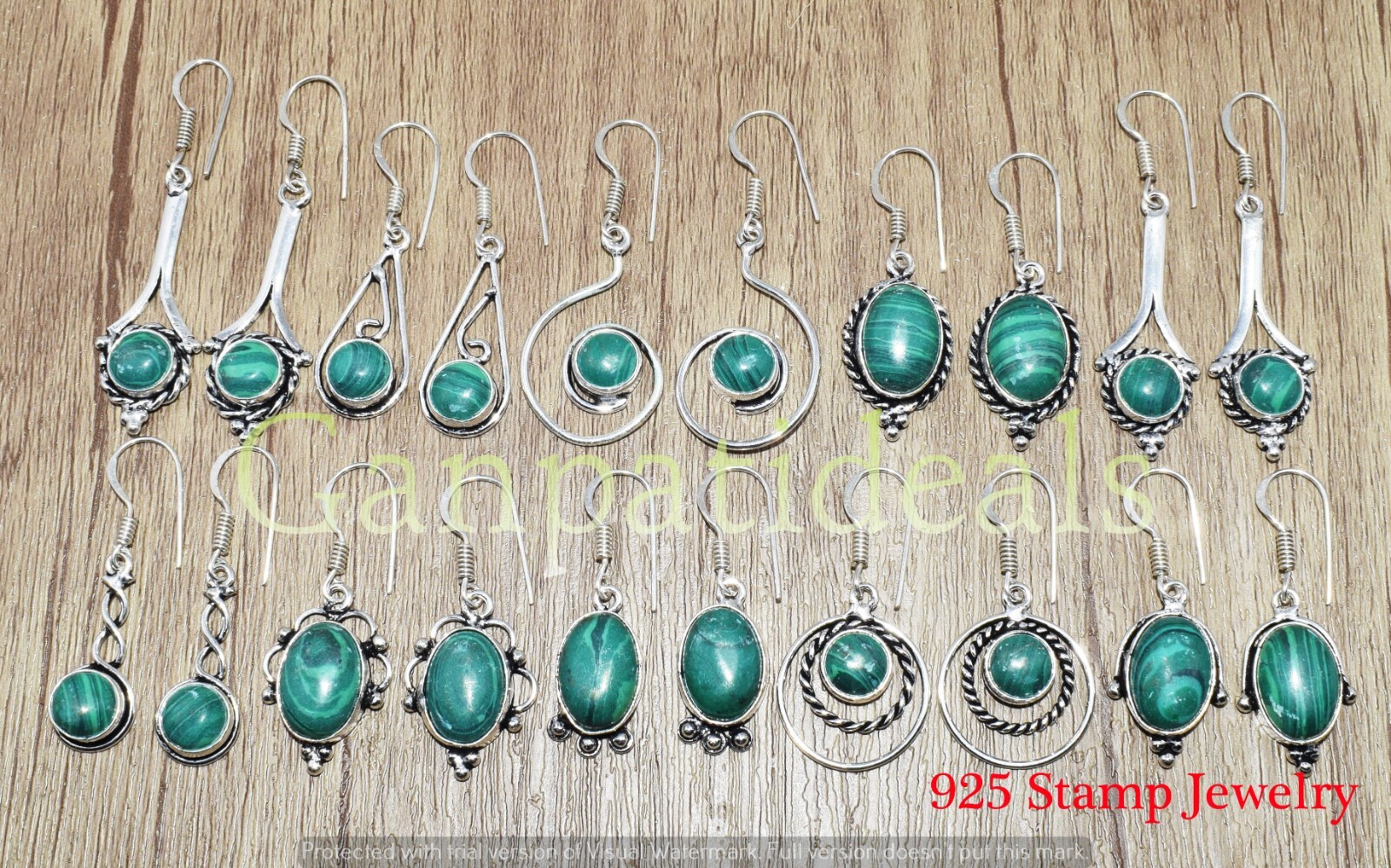 Malachite Gemstone Earring 925 Silver Plated Mix Shape Wholesale Jewelry