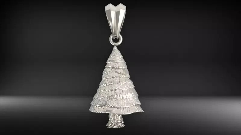 Christmas Tree Pendant | 999 Fine Silver 28mm | Handmade USA