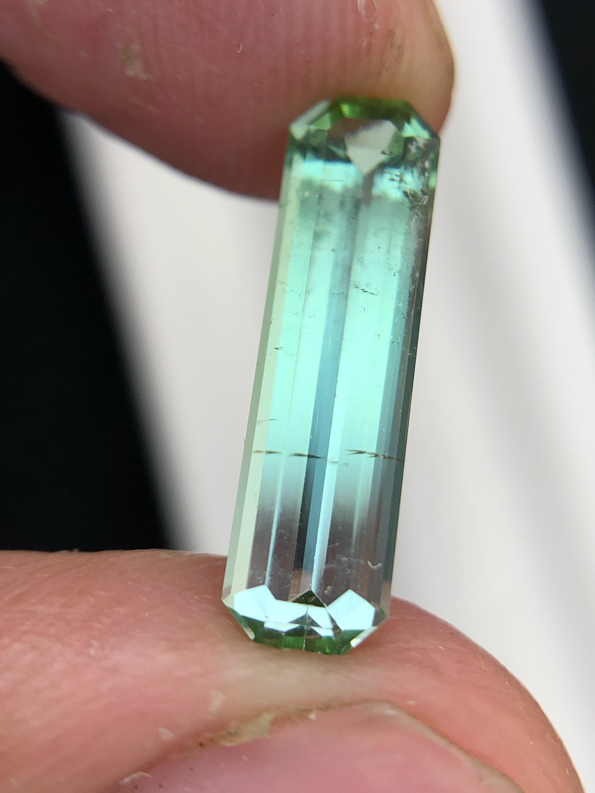 2.70 Ct Natural Seafoam Tourmaline Long Emerald Cut Slightly Included