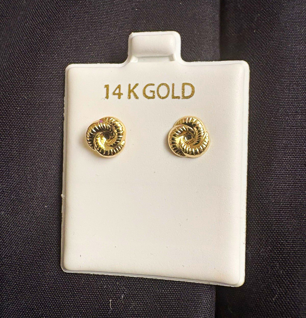 14K Yellow Gold Spiral Stud Earrings w/ Butterfly Closure, No Stone