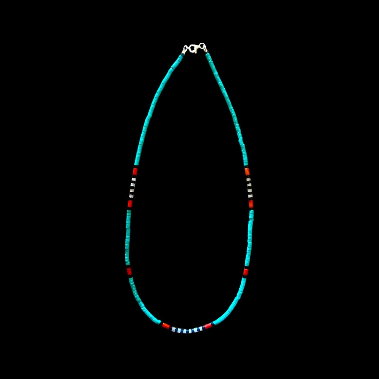 Native American Turquoise & Coral Heishi Necklace