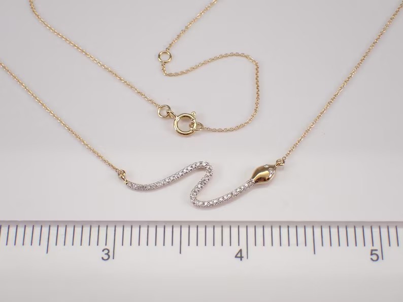 1.50Ct Round Simulated Diamond Lovely Snake Shape Pendant 14K Yellow Gold Plated