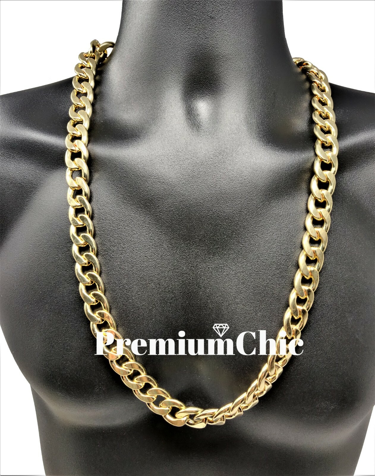 14MM Cuban Link Chain Necklace Thick and Heavy Men’s Plated Hip Hop Jewelry