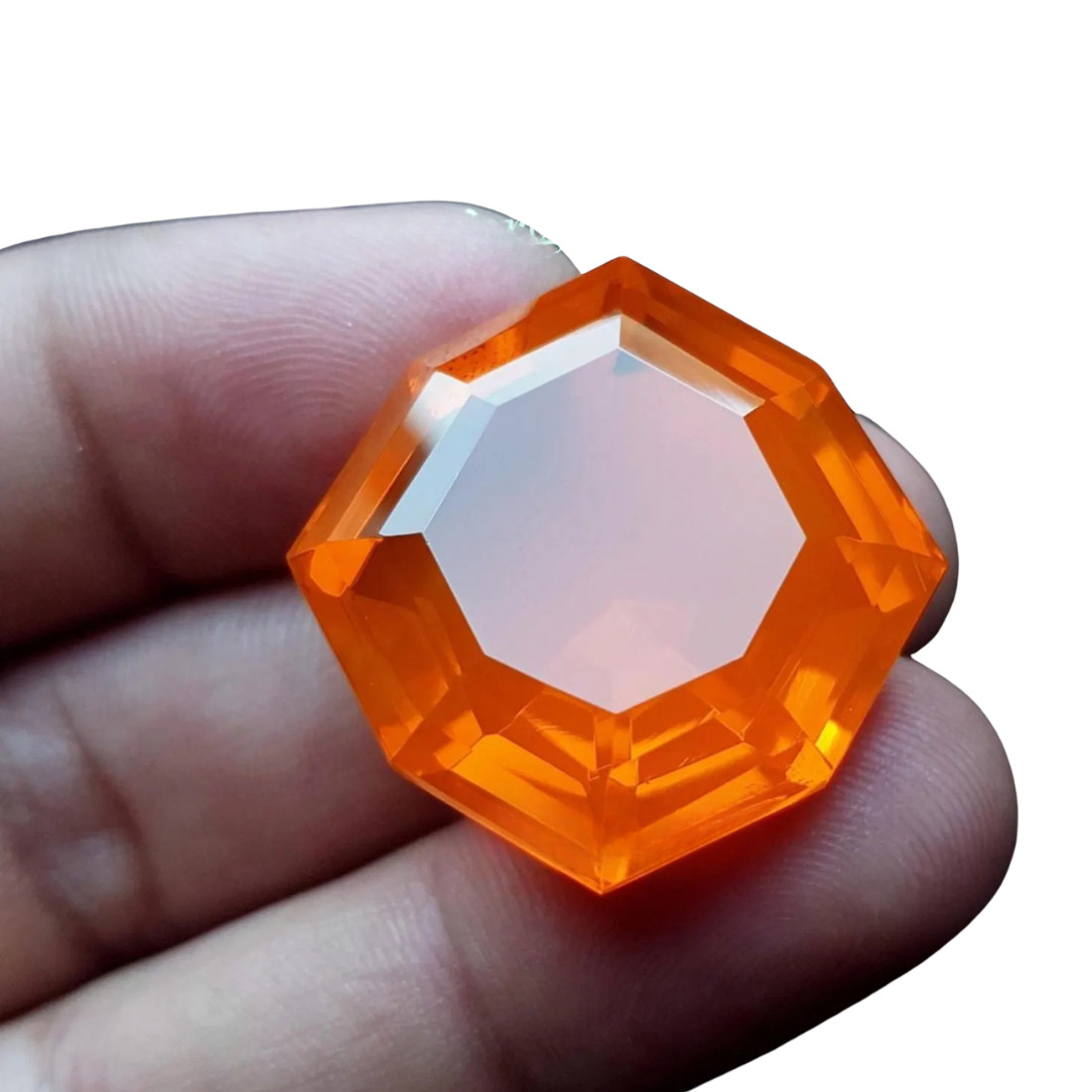 55 Ct Large Orange Mexican Fire Opal Fancy Cut Loose Gemstone 25MM Pendant Stone