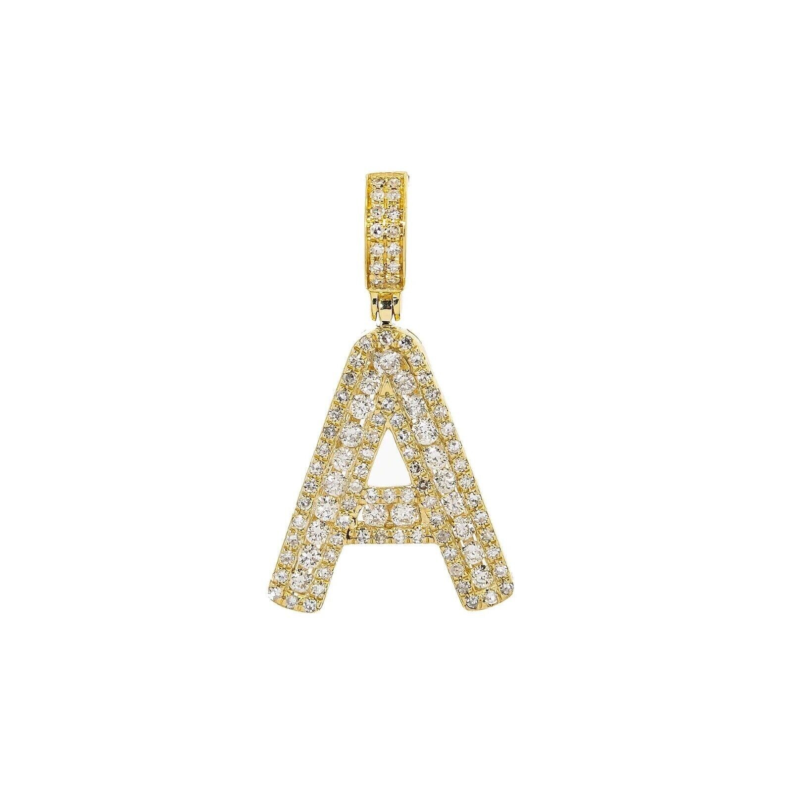 2.00Ct Round Cut Lab-Created Diamond ”A” Letter Pendant 14k Yellow Gold Plated