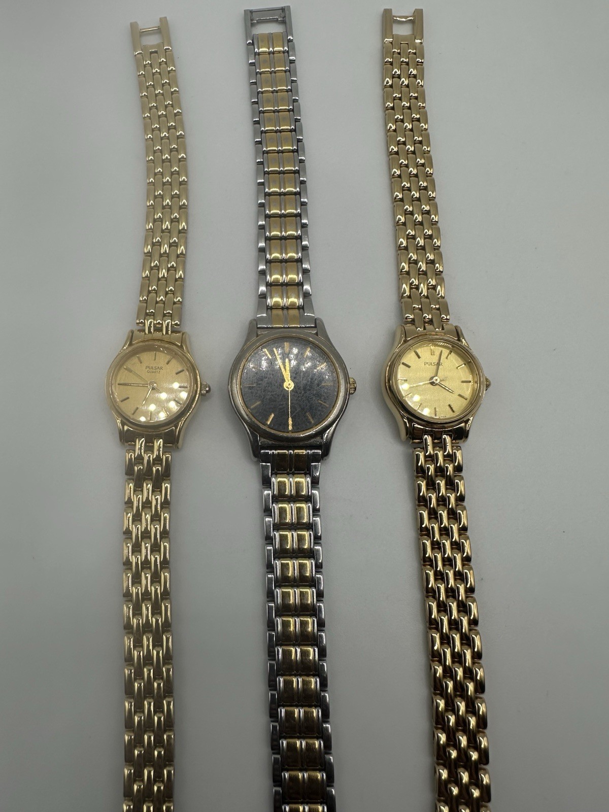 (3) Pulsar Womens Watch Gold Silver Tone Stainless Steel Water Resistant Not Run