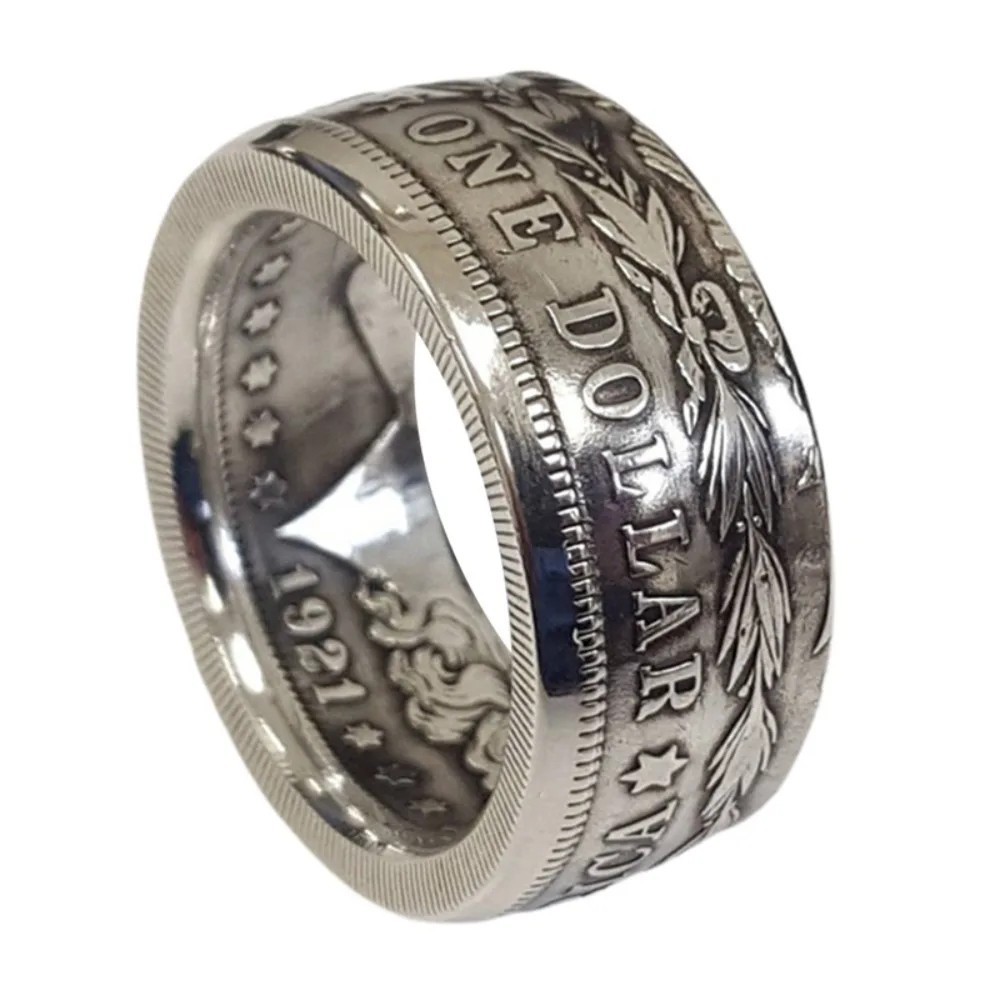 Silver Dollar Coin Ring Size 7-13 Handmade Crafted Rare Silver Morgan Men Rings