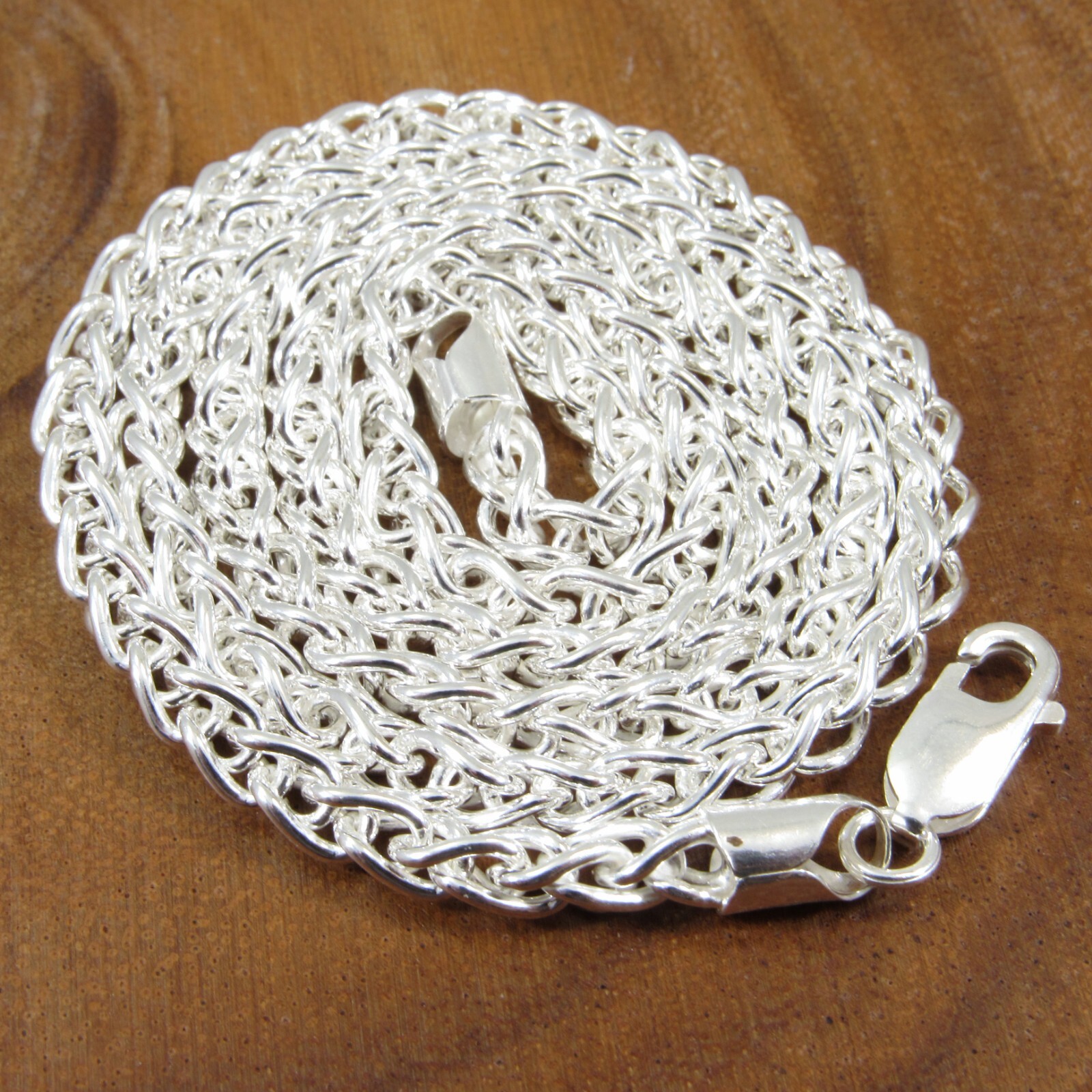 4.5MM Thick Mens Solid 925 Sterling Silver Italian Spiga Wheat Chain Necklace